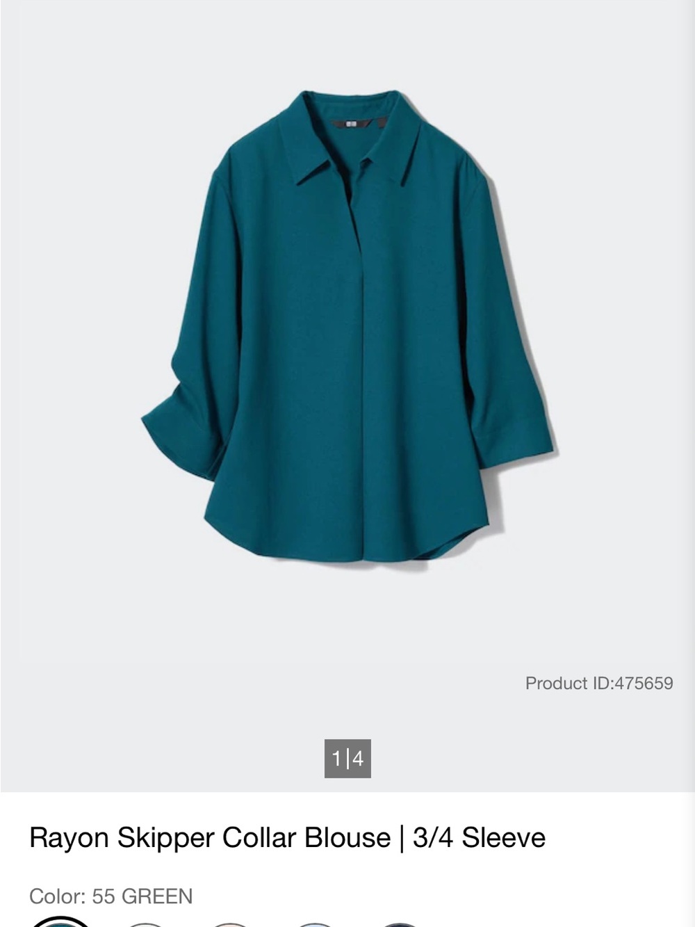 Uniqlo Rayon Skipper Collar Blouse - Teal in Size M